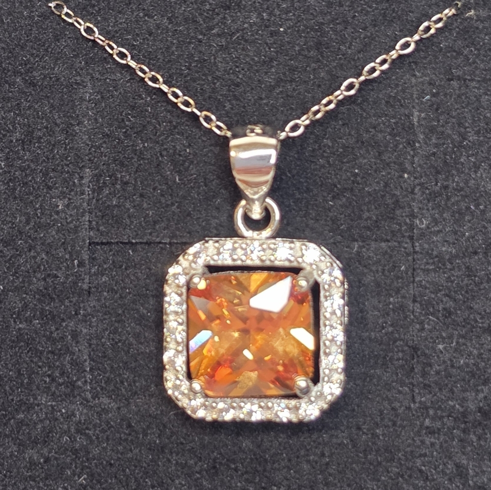 4.42ct Champagne Moissanite Pendant & Rhodium Over 925 Sterling Silver Necklace - Picture 4 of 7